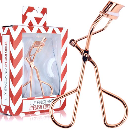 Lily England Luxury Eyelash Curler in Rose Gold - The Best Eyelash Tool For All Shapes And Sizes - 2 Extra Refill Pads Included