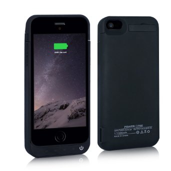 BSWHW Rechargeable Battery with Built-in KickstandFor iPhone 55s5c External Power Bank Case Backup Battery Charge Cover for iPhone 55s5c Battery Charger Black