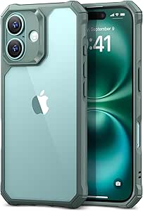 ESR for iPhone 16 Case, Military-Grade Protection, Shockproof Air Guard Corners, Camera Control Compatible, Yellowing-Resistant Acrylic Back, Phone Case for iPhone 16, Air Armor Series, Clear Green