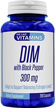 DIM 300mg with Black Pepper - 200 Capsules - 200 Day Supply - Diindolylmethane DIM Supplement for Support with Healthy Estrogen and Hormone Levels