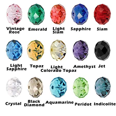 Bingcute Wholesale 6mm Crystal Faceted Briollete Rondelle Crystal Glass Beads for Jewelry Making Findings Include Plastic Container Box (750pcs) (6MM)