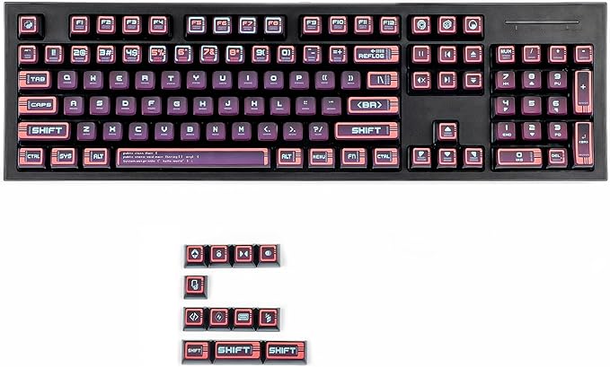 YMDK 116 Key Red Cyber Style Five Side Dye Sub PBT Pudding Backlit Smoky Keycaps ASA Profile for MX Mechanical Keyboard 104 96 87 84 68