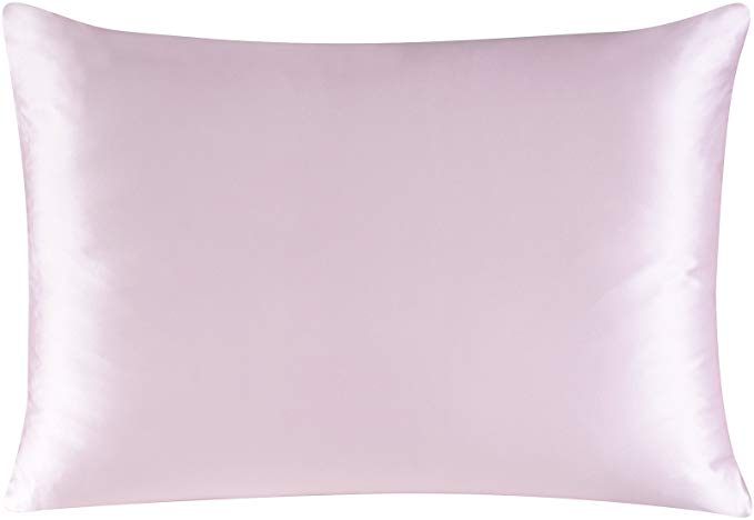 Townssilk Both Side 100% 19mm Silk Pillowcase Queen Size Pillow Case Cover with Hidden Zipper Rosepink