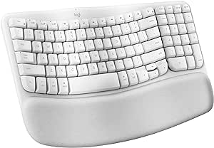 Logitech Wave Keys for Mac, Wireless Ergonomic Keyboard with Cushioned Palm Rest, Comfortable Natural Typing, Bluetooth Keyboard, Easy-Switch, Optimized for Mac, Apple, iPad - Off White