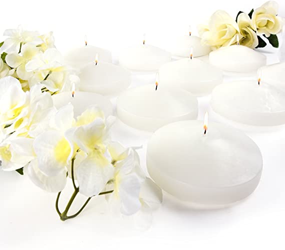 3.25" White Unscented Dripless Floating Tealight Shape Candles Set (24 Pack) (White)