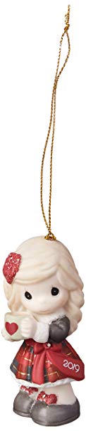 Precious Moments Heart Warming Christmas 2019 Dated Bisque Porcelain 191002 Ornament, One Size, Multi
