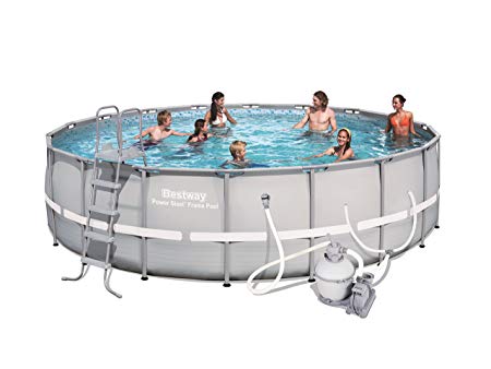 Bestway 56400E Power Steel Frame Pool Set with Sand Filter Pump, 18' x 52"