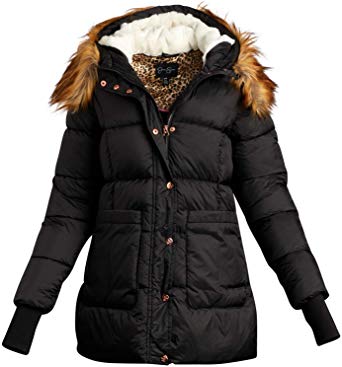 Jessica Simpson Women's Outerwear – Thickened Down Winter Bubble Puffer Jacket with Sherpa Fur Lined Hood