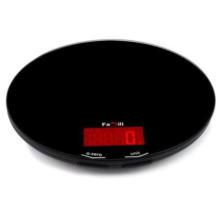 Famili Digital Kitchen Food Scale Electronic Cooking Scales 11lb , Black