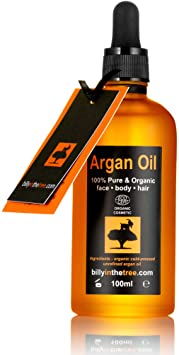 Pure Argan Oil 100ml. 100% Pure and EcoCert Certified Organic. for Face, Body, Hair and Nails. Premium Quality.