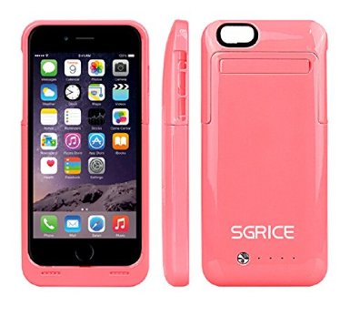 SGRICE® External Protective Battery Case for iphone 6(4.7),sgrice 3500mAh Extended power Case Back Up Power Bank for iPhone 6 Back Up (iOS 7 or above Compatible) , iPhone 6 Charger Case / iPhone 6 Charging Case Extended iPhone Charger Backup Power Bank Battery Pack Cover Cases Fit with Any Version of Apple iPhone 6 4.7 iPhone 6 Battery Pack / iPhone 6 Power Case / iPhone 6 USB Juice Bank / iPhone 6 Battery Charger Lightning Charging Port, Kick Stand, Slim Fit Slider Design (pink)