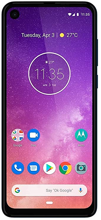 Motorola One Vision w/Android One(128GB, 4GB RAM) 6.3" 21:9 Long Display, Dual 48MP Camera, US   Global 4G LTE GSM Factory Unlocked XT1970-2 - International Version (Sapphire Blue)