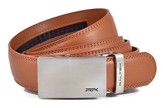 Railtek Belts for Men | Men's Leather Ratchet Belts | No Holes | Dress & Fashion Quality Leather Belts | Custom Fit