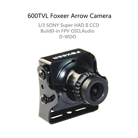 Crazepony Foxeer FPV Arrow Camera 600TVL 2.8mm Lens NTSC Sony Super Had II CCD IR Blocked with OSD AUDIO Black for QAV Multicopter