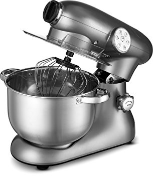 Gourmia EP700 7-Quart 6 Speed Stand Mixer, Planetery Action with Stainless Steel Bowl 650 Watts ETL rated 1000 Watts Maximum- Silver- Includes Free Recipe Book