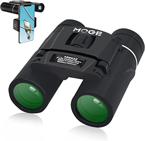 100x22 Zoom HD Compact Binoculars for Adults Kids with Universal Phone Adapter, Large View High Powered Waterproof Small Binocular for Bird Watching, Hunting, Travel, Sports