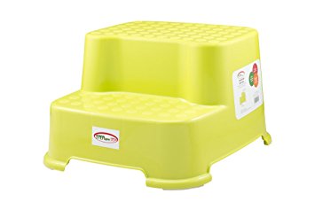 StepSafe® Step Stool 2 Step -For kids and Adults • Non Slip Surface and Feet • For Potty, Bathroom and Kitchen • High Quality Safe Materials • 200 LB Capacity, 8"H (Lime Green)