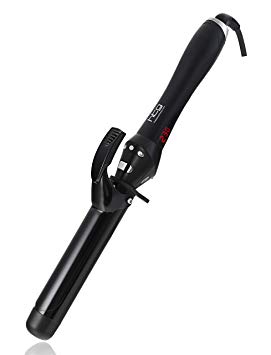 HTG Professional Hair Curling Iron With 1.25 Inch Barrael infared and Ionic Hair Curler Wand Iron 1.25 inch with Tourmaline Ceramic Coating with Anti-scalding Insulated Tip Hair Curler (Black)