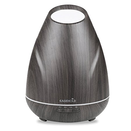 Easehold 400ml Aromatherapy Essential Oil Diffuser Humidifier Ultrasonic Continuous Intermittent Cool Mist 4 Timer Settings for Home Office (Black)