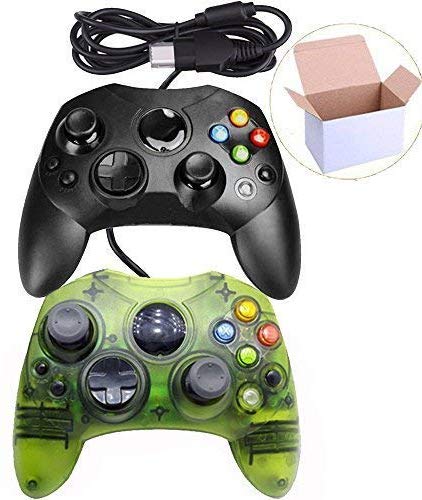 Mekela Classic Wired Controller Gamepad Joysticks for Xbox S Type Console (Black and ClearGreen1)