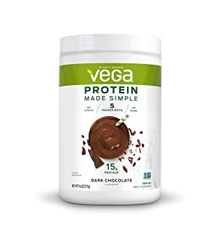 Vega Protein Made Simple | Dark Chocolate (10 Servings), 9.6 oz | Delicious Plant Based Healthy Vegan Protein Powder | Stevia Free, Dairy Free, Gluten Free, Non GMO, No Gums.