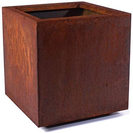 Veradek Metallic Series Corten Steel Large Cube Planter, 28-Inch Height by 27-Inch Width by 27-Inch Length, Rust (CUVLGCS)
