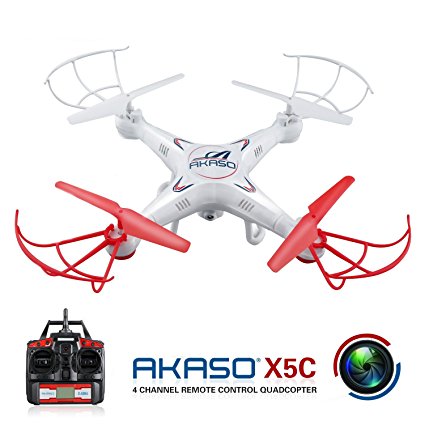 Akaso X5C 4CH 2.4GHz 6-Axis Gyro Headless RC Quadcopter with HD Camera, 360 Degree Flip Anti-collision Flash Light, 3D Rolling Mode RC with Bonus Micro SD card & Blade Propellers