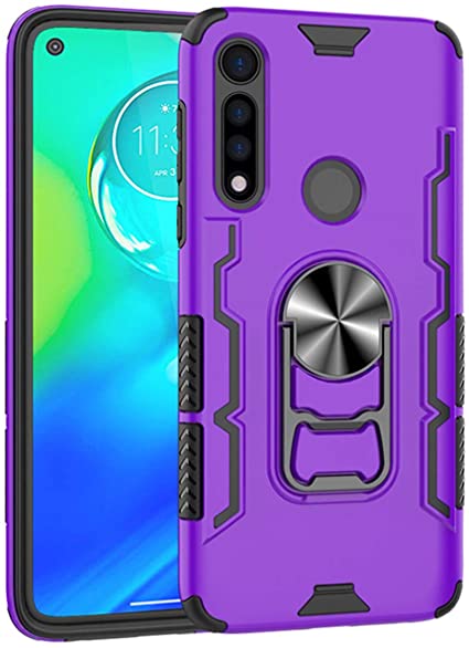 Moto G Power Case,DAMONDY 360 Ring Holder Military Grade Shock Protective Kickstand Defender Hard Back Phone Cover Case Compatible with Moto G Power 2020 -Purple