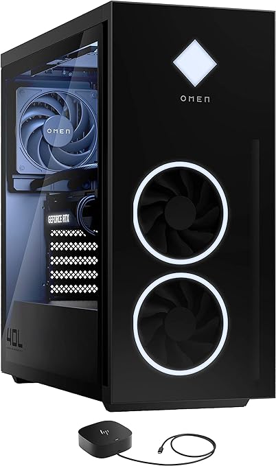 HP OMEN 40L GT21 Gaming Desktop PC (Intel i5-12400F 6-Core, 16GB RAM, 1TB SATA SSD, GeForce RTX 3060, WiFi, Bluetooth, HDMI, USB 3.2, Display Port, Nightfall Black, Win 11 Pro)