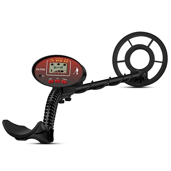 DR.ÖTEK Metal Detector for Adults and Kids with Pinpoint, High Sensitivity, Large Waterproof Coil and Adjustable Wand, Accessories - Including Carrying Bag and Folding Shovel