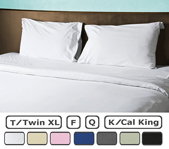 American Pillowcase University Colors Flat Sheet Microfiber Dorm Bedding- Twin XL, White