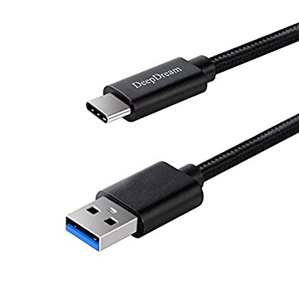 DeepDream USB Type C Cable to USB 3.0 Fast Charger and High Speed Transfer Nylon Braided 6.6Ft Cable for Galaxy Note 8, S8, Google Pixel, and More - Black