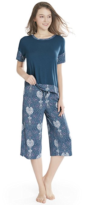 Ink Ivy Womens Sleep Shirt and Capri Lounge Pants Pajama Set (See More Colors and Sizes)
