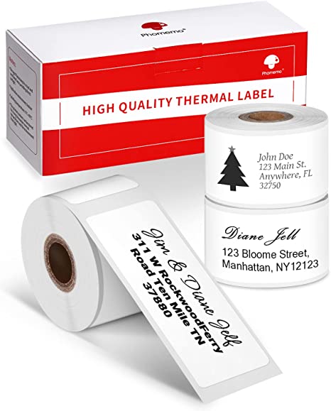 Phomemo Address Labels for M-Series Label Makers, Thermal Mailing Labels Waterproof, Tearproof, Easy to Peel Off. White, 1" x 2-5/8", 130 Labels Per Roll, 3 Rolls