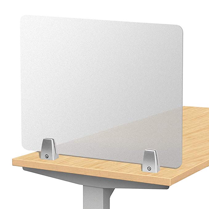 Owfeel Frosted Desk Divider Office Partition Privacy Desk Panel with 2pcs Desk Partition Clip for Student Call Centers/Offices/braries/Classrooms/Library Acrylic Privacy Board (20” L×16” W)