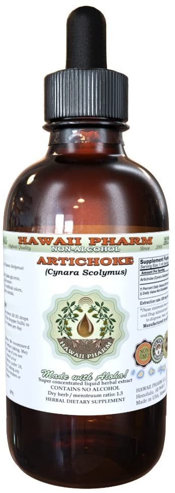 Artichoke Alcohol-Free Liquid Extract, Organic Artichoke (Cynara scolymus) Dried Leaf Glycerite Hawaii Pharm Natural Herbal Supplement 4 oz