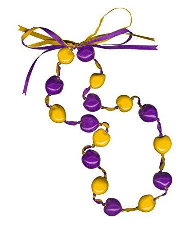 Purple and Gold Lucky Kukui Nuts Necklace