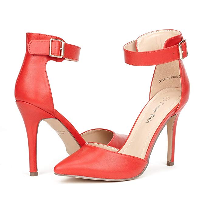 DREAM PAIRS Oppointed-Ankle Women's Pointed Toe Ankle Strap D'Orsay High Heel Stiletto Pumps Shoes.