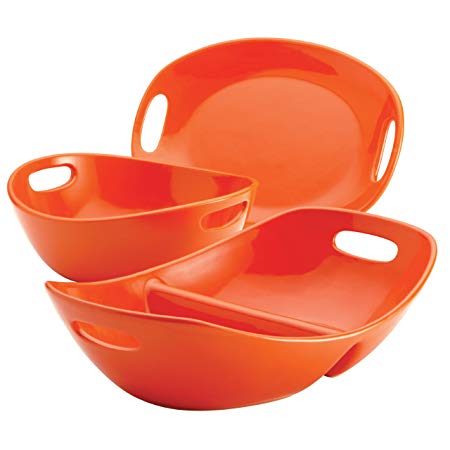 Rachael Ray Stoneware 3-Piece Serving Set, Orange