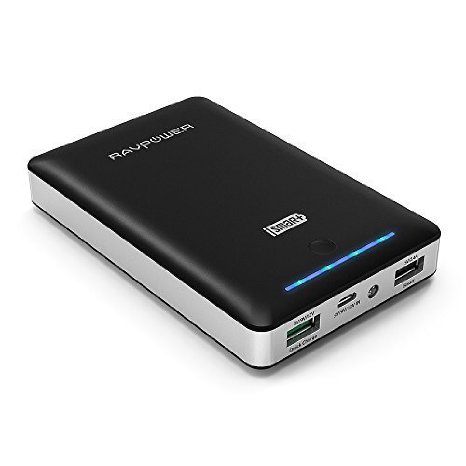 Portable Charger RAVPower 13400mAh External Battery Pack Power Bank with Qualcomm Quick Charge 2.0 and iSmart Technology for iPhones, Tablets and More Black