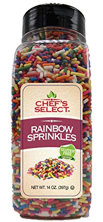 Chefs Select Decorative Rainbow Sprinkles Jimmies 14oz -Value Size