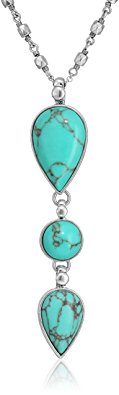 Lucky Brand Womens Turquoise Stack Pendant Necklace