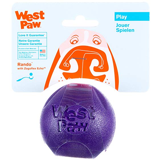 West Paw Rando Squeezy Dog Play Chew Ball Toy with Zogoflex Echo, Made in USA
