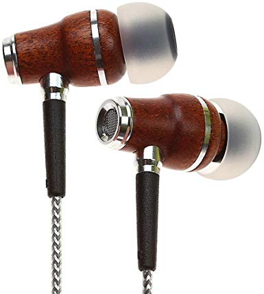 Symphonized NRG 2.0 Premium Genuine Wood In-ear Noise-isolating Headphones|Earbuds|Earphones with Innovative Shield Technology Cable and Mic (Silver)