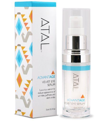 Premium Eye Serum by ATAL - for Puffiness, Dark Circles, Wrinkles - Best Anti Ageing Eye Cream Treatment - Firms & Hydrates- Peptides, Plant Stem Cells, Licorice -Absorbent, Non Greasy, Fragrance Free - 0.5oz/15ml