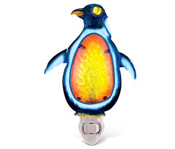 Puzzled Glass Art LED Night Light, Energy Efficient Plug in Decorative Socket Lamp, Manual On & Off Portable Light for Stairway, Bedroom, Bathroom, Nursery, Home Accessory & Kitchen Decor - Penguin