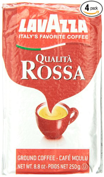 Lavazza Qualita Rossa - Caffe Ground Espresso, 8.8-Ounce Bricks (Pack of 4)