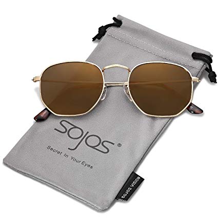 SOJOS Small Square Polarized Sunglasses for Men and Women Polygon Mirrored Lens SJ1072