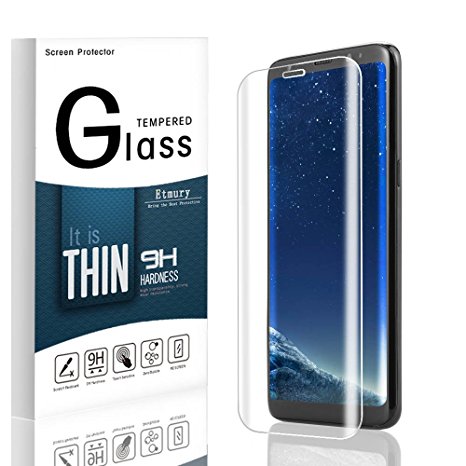Etmury Galaxy S8 Screen Protector,9H Tempered Glass Screen Protector,Anti-Scratch Tempered Glass Screen Protector Display Film for Samsung Galaxy S8 (Clear)