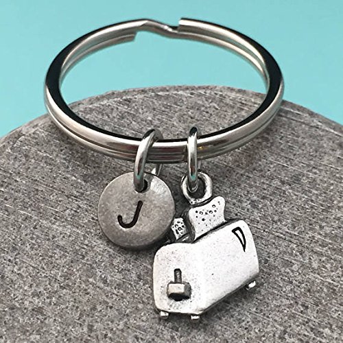Toaster keychain, toaster charm, household keychain, personalized keychain, initial keychain, initial charm, customized, monogram
